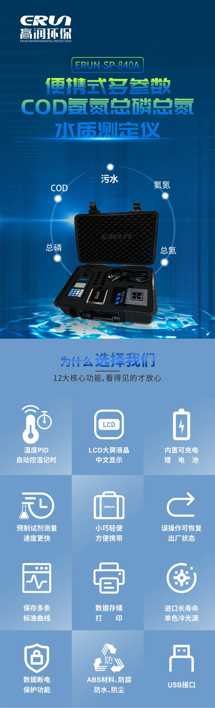 便攜式多參數(shù)COD、氨氮、總磷、總氮水質(zhì)測(cè)定儀